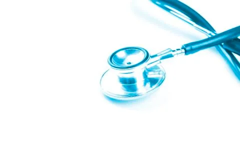 Blue stethoscope isolate on white background Stock Photos