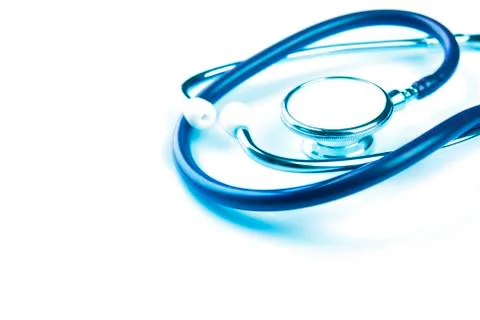 Blue stethoscope isolate on white background Stock Photos