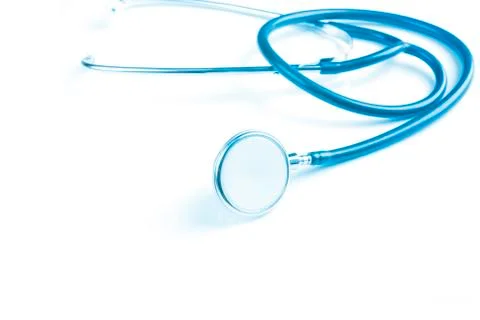Blue stethoscope isolate on white background Foto stock