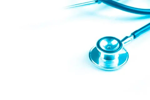 Blue stethoscope isolate on white background Stock Photos