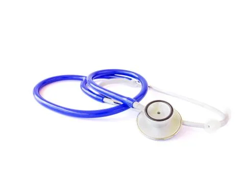 Blue stethoscope isolated on white Stock Photos