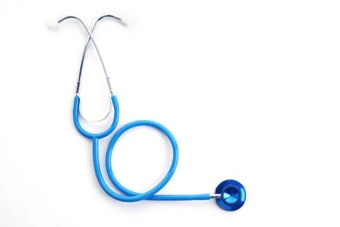 Blue stethoscope on white Foto stock