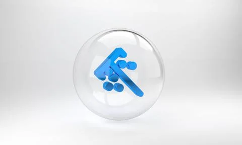 Blue Stick for chips icon isolated on grey background. Casino gambling. Glass Stock Illustration