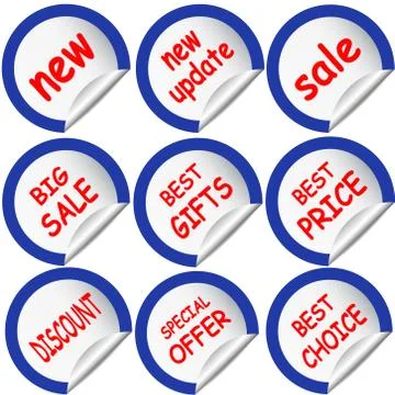 Blue sticker sticker Illustrazione stock