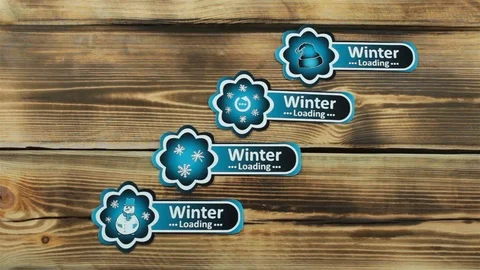 Blue stickers four winter loading Stock Footage 120436125