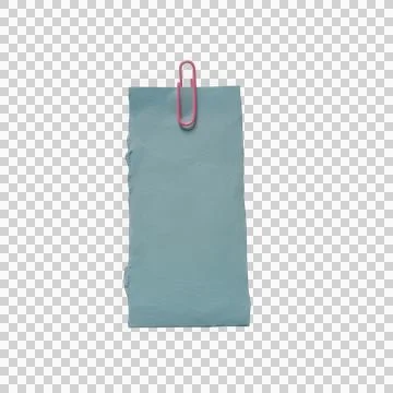 Blue sticky note with a red paper clip attached Фото