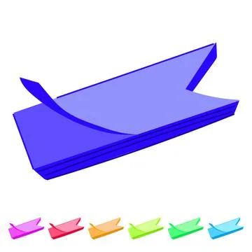 Blue sticky notes stack forming arrow shape graphic Ilustração Stock