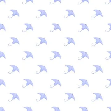 Blue stingray repeating pattern flat cartoon style illustration Stock Illustration