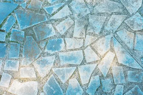 Blue stone pavement texture featuring irregular cobblestone tiles cobblesto.. Stock Photos