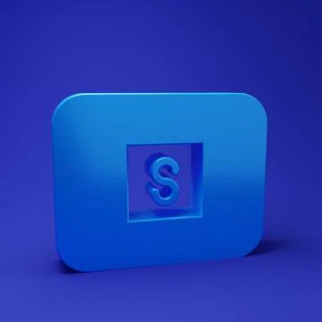 Blue Stop media button icon isolated on blue background. Minimalism concept.. Stock Illustration