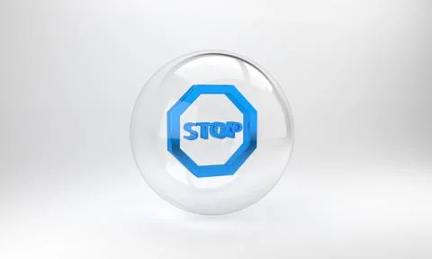 Blue Stop sign icon isolated on grey background. Traffic regulatory warning s Illustrazione stock