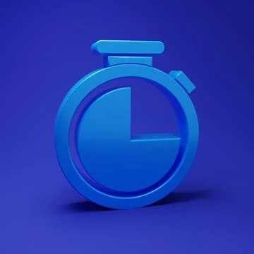 Blue Stopwatch icon isolated on blue background. Time timer sign. Minimalis.. Stock Illustration
