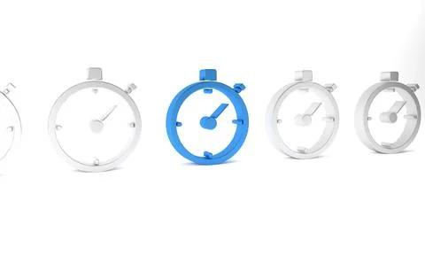 Blue Stopwatch icon isolated on white background. Time timer sign. Chronome.. Illustrazione stock