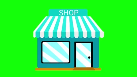 A blue storefront shop icon animation Stock Footage 336474978