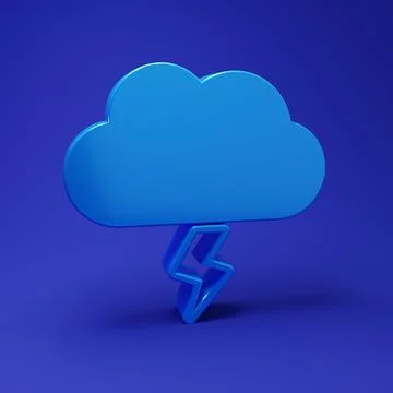 Blue Storm icon isolated on blue background. Cloud and lightning sign. Weat.. Stock Illustration
