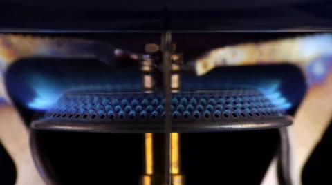 Blue Stove Flame Close Up Stock Footage 29266348