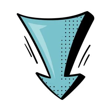 Blue Straight Arrow with Pointed End and Dots Doodle Style Vector Element 스톡 일러스트