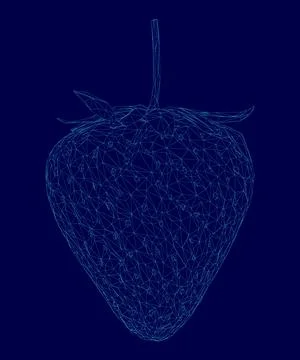 Blue strawberry with a stem is shown in a blue background. The image is a Stockillustratie