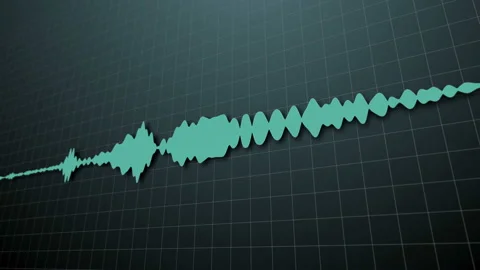 Blue streak of audio spectrum with reflection. Video stock 124714746