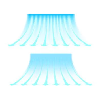 Blue stream of cold air from the conditioner. Clean fresh air flow. Wind Illustrazione stock