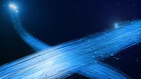 Blue Stream Flow Particle Logo Reveal Animation with Glowing Light Trails Stock Footage 340866759