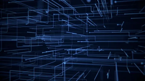 Blue Streaming Data Nodes Technology Background Stock Footage 256243354