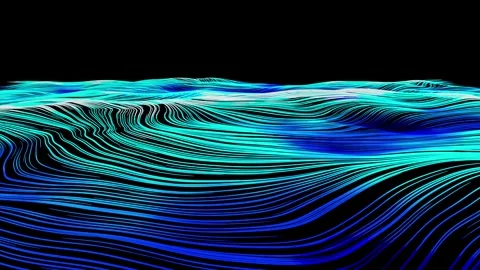 Blue streamlined wave abstract dynamic background Stock Footage 336967491