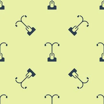 Blue Street light system icon isolated seamless pattern on yellow background 스톡 일러스트