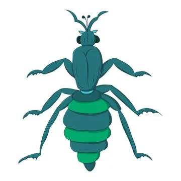 Blue striped beetle with long paws and a rattle. Vector illustration. Drawing by Stock Illustration