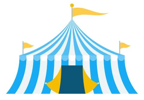 Blue striped circus tent vector icon flat isolated Ilustración de archivo