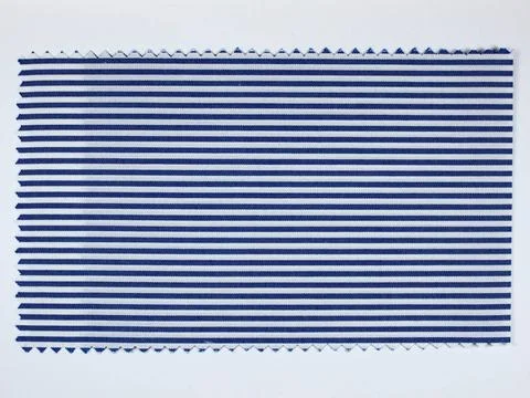Blue Striped fabric sample Blue Striped fabric sample swatch with zigzag b... Stock Photos