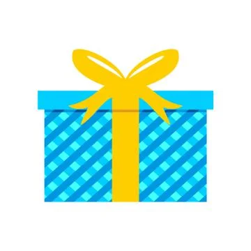 Blue Striped Gift Box Vector Illustration Stock Illustration
