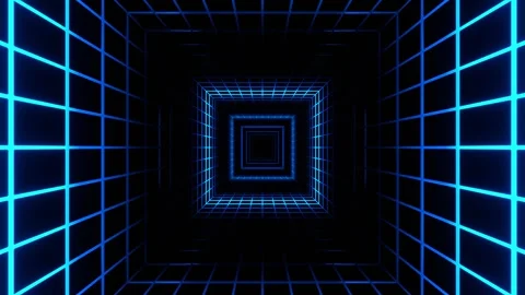 Blue Striped Neon Light in a Mesh Tunnel Background VJ Loop in 4K Stock-Footage 328358210