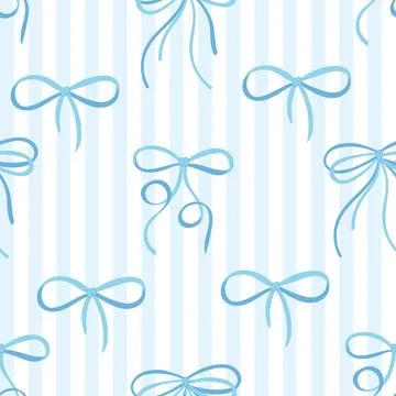 Blue striped pattern with bows Stock Illustration