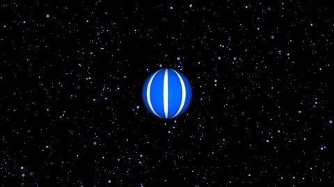 Blue striped planet in space surrounded by many small stars and particles o.. 스톡 일러스트