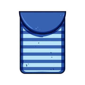 Blue striped pocket with rounded flap design Stock Illustration