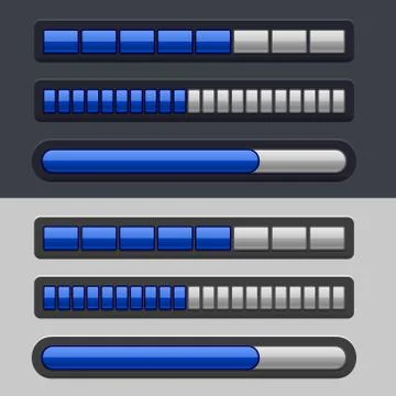 Blue Striped Progress Bar Set イラスト素材
