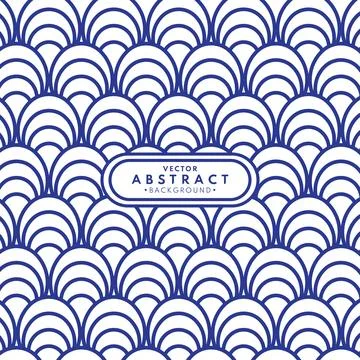 Blue striped waves with seamless pattern background. Retro vintage Style. O.. Stock Illustration