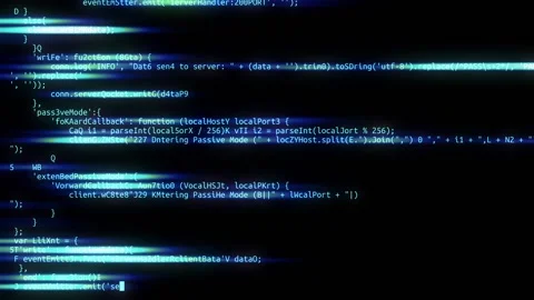 Blue stripes show through every line of text that appears on a black screen Video stock 163108202