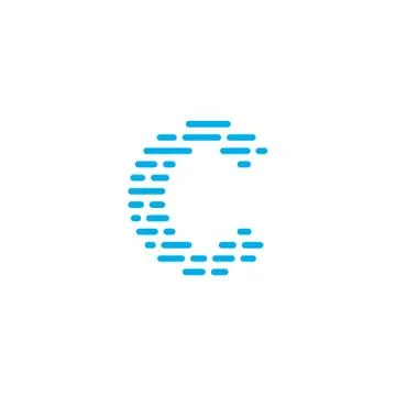 Blue Stripes Vector Logo Letter C Stock Illustration
