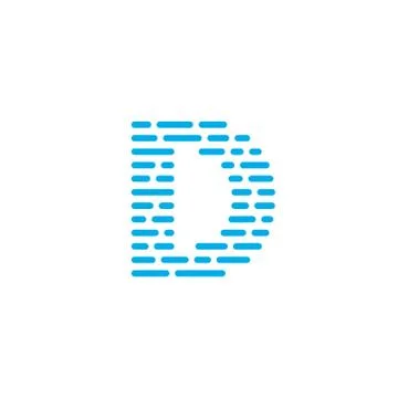 Blue Stripes Vector Logo Letter D Stock Illustration