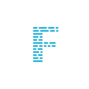 Blue Stripes Vector Logo Letter F Stock Illustration