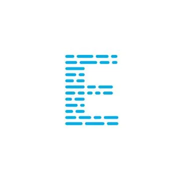 Blue Stripes Vector Logo Letter E Stock Illustration