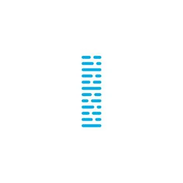 Blue Stripes Vector Logo Letter I Stock Illustration