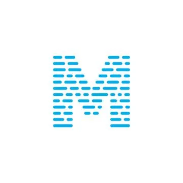Blue Stripes Vector Logo Letter M Ilustración de archivo