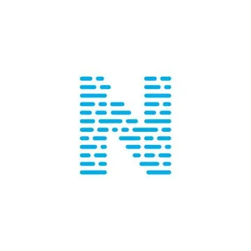 Blue Stripes Vector Logo Letter N Stock Illustration