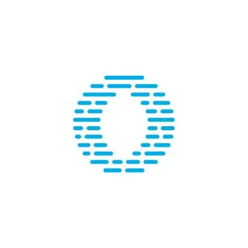 Blue Stripes Vector Logo Letter O Stock Illustration