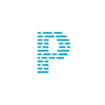 Blue Stripes Vector Logo Letter P Stock Illustration