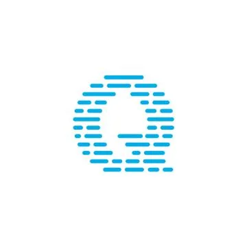 Blue Stripes Vector Logo Letter Q Stock Illustration