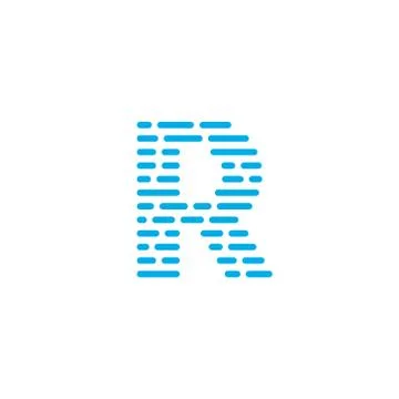 Blue Stripes Vector Logo Letter R Stock Illustration